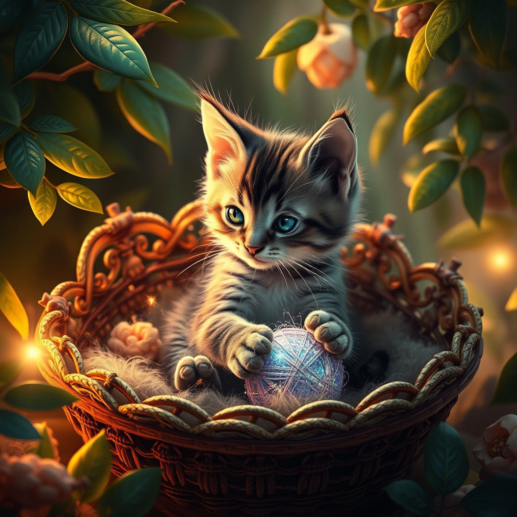 Kitten Plays with Yarn: Fantasy Concept Art