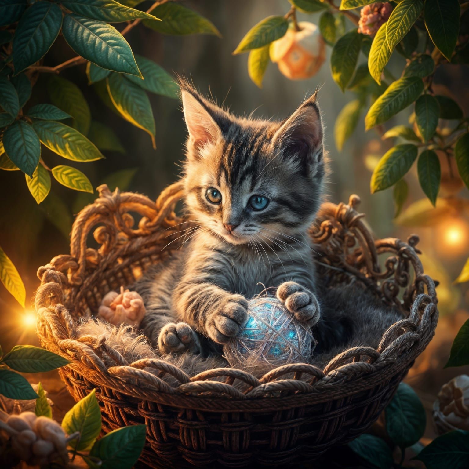 Kitten playing a ball of yarn (Re-do)