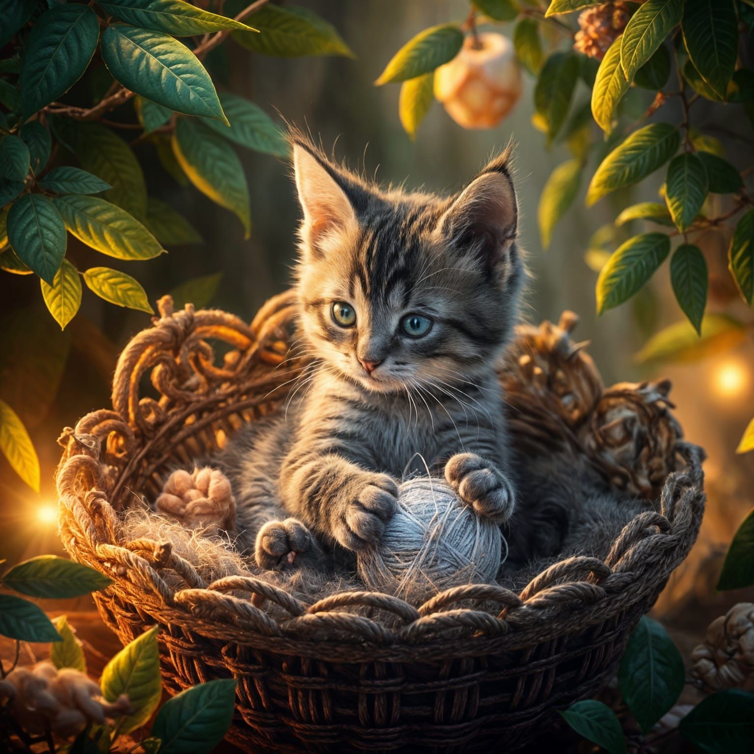 Kitten playing a ball of yarn 
(Re-do)