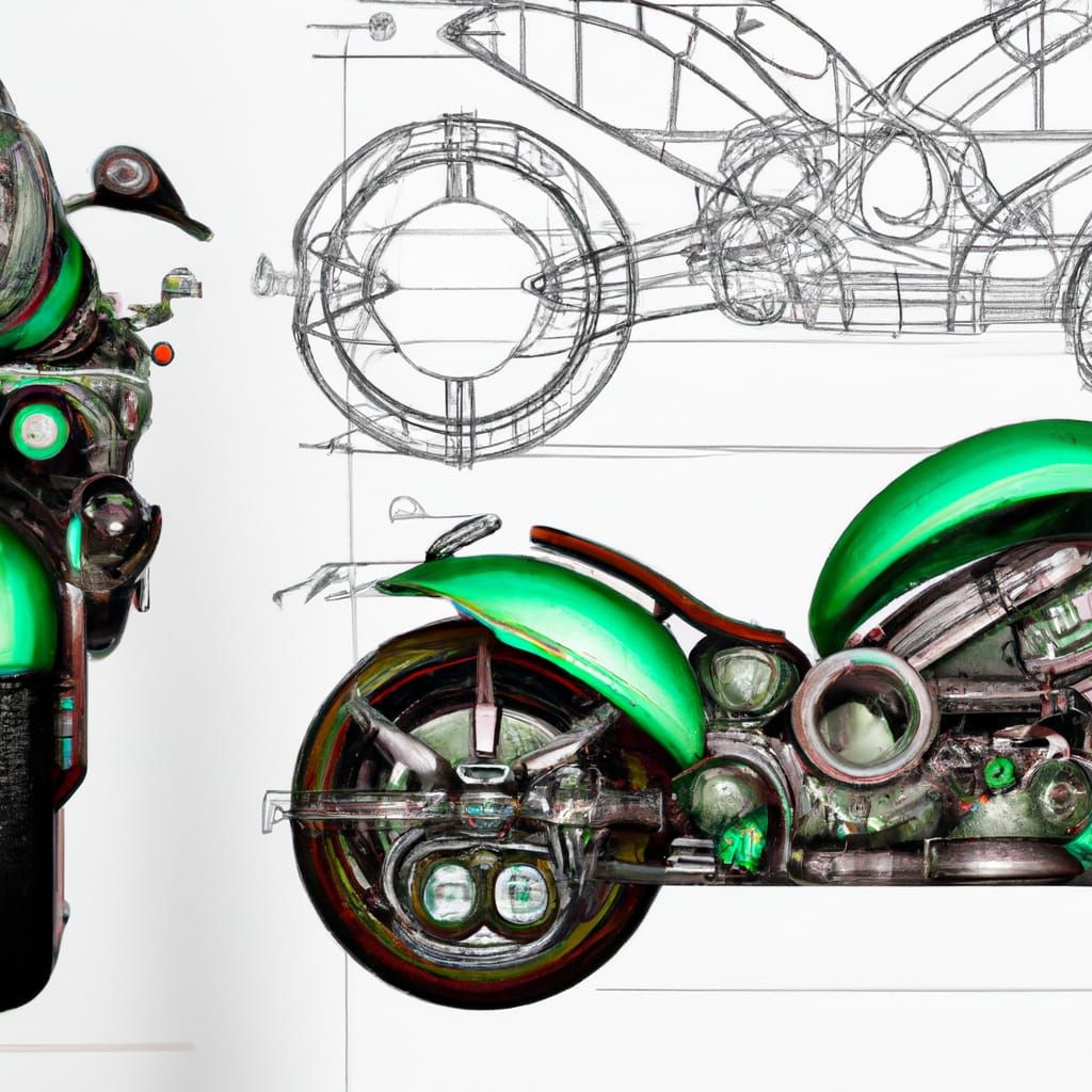 Futuristic Alien Motorcycle: Detailed Technical Rendering