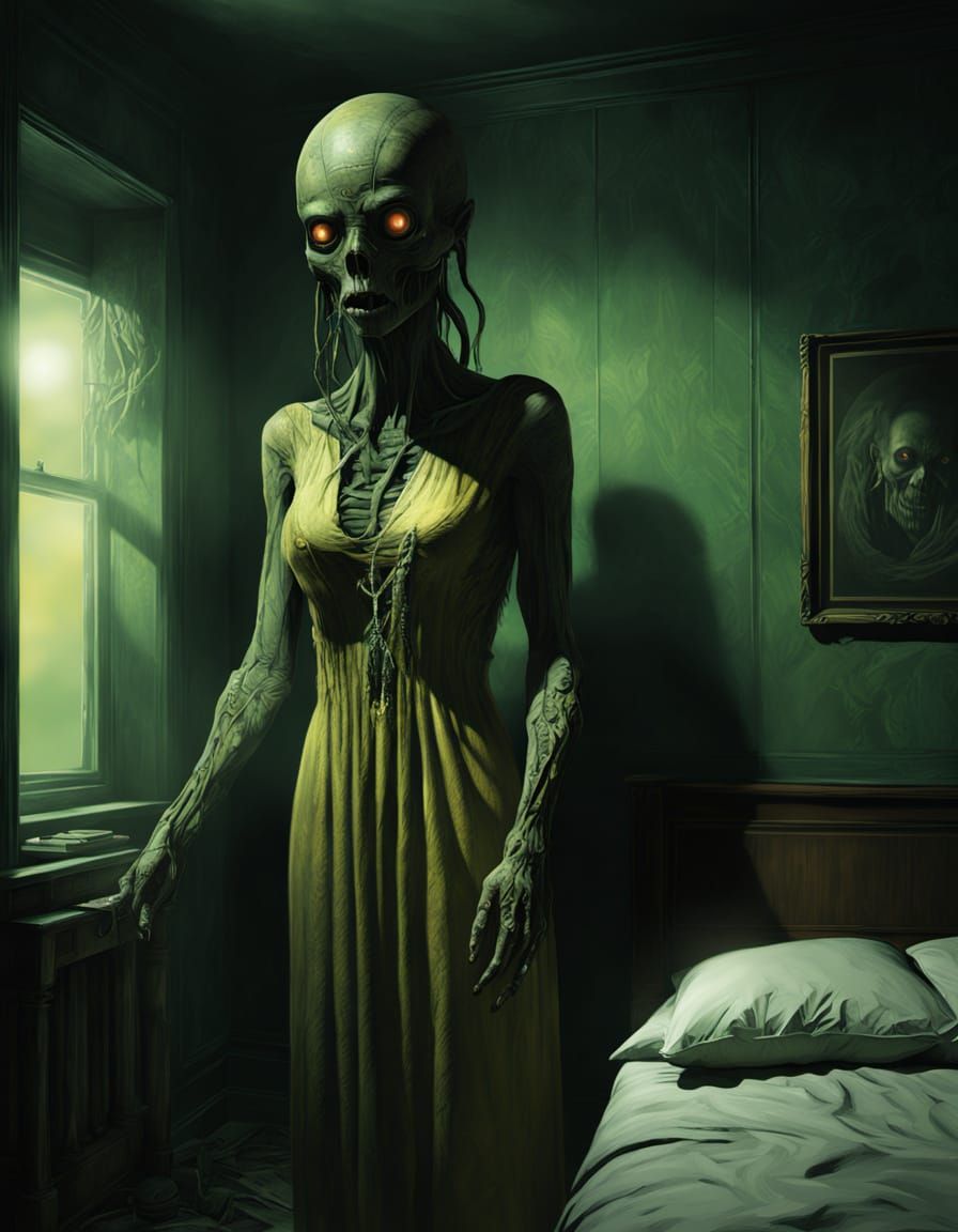 Woman Confronts Reptilian Creature in Ominous Comic Book Sty...