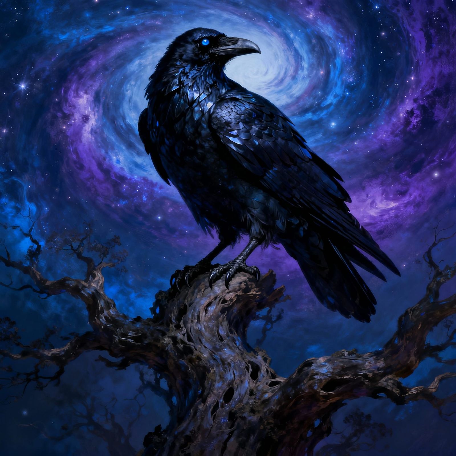 Cosmic Crow on Ancient Tree