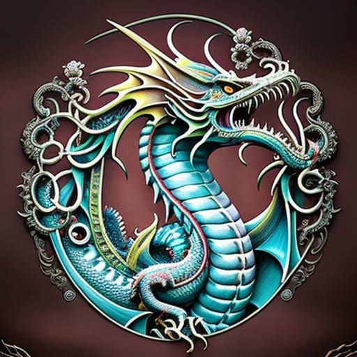 Victorian Dragon with Ornate Metal Design