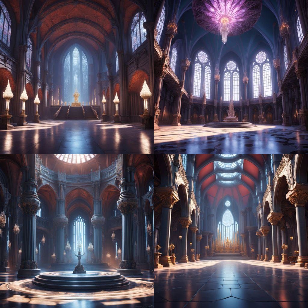 Ethereal Grandeur: Crystal Throne Hall in Cyberpunk Digital ...