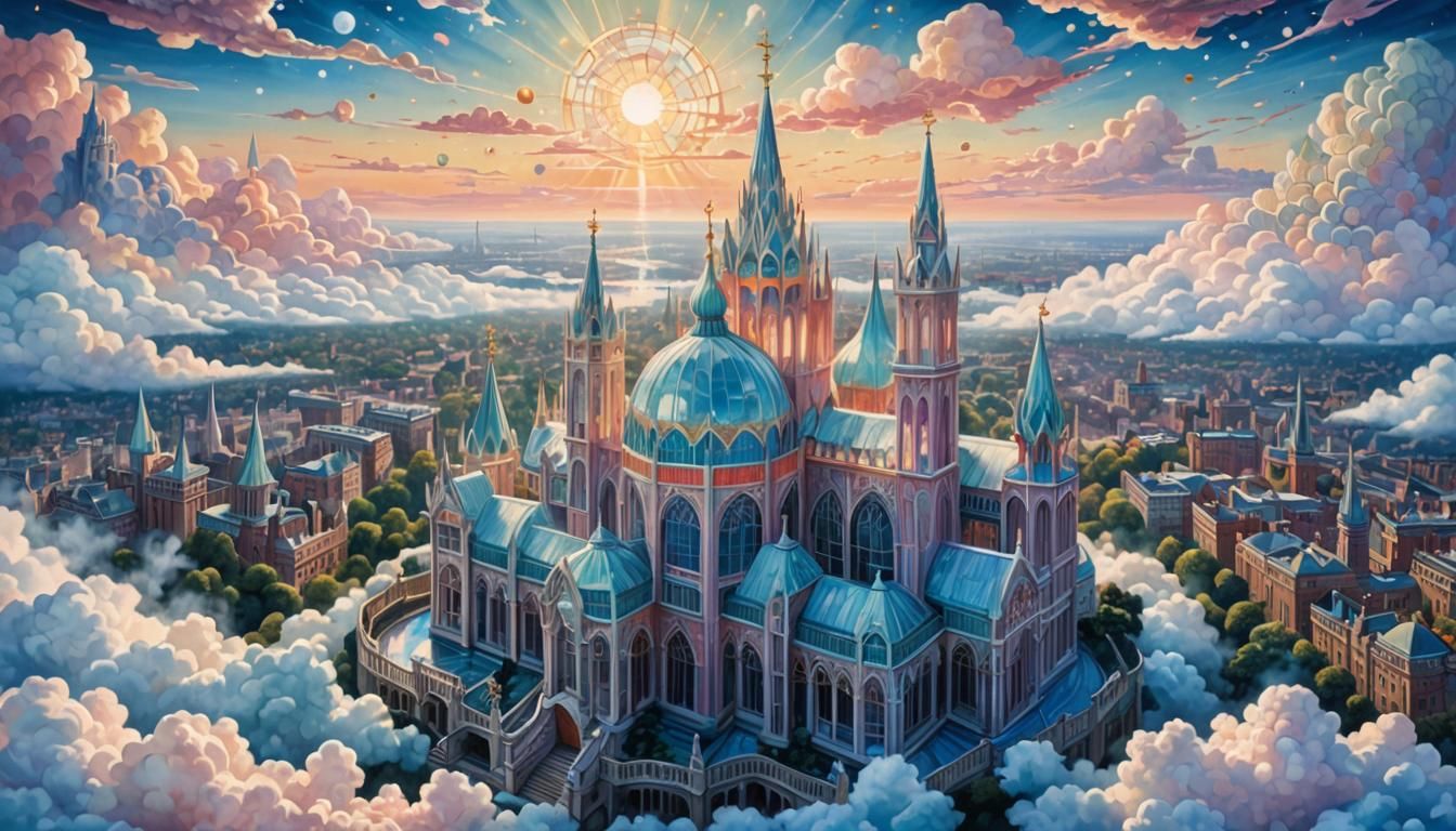 Celestial Utopia: Crystal Palace City in the Sky