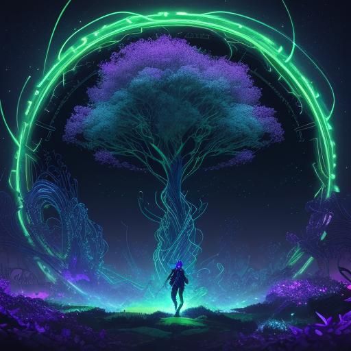 Holographic Superhero in Cosmic Astral Plane Illustration