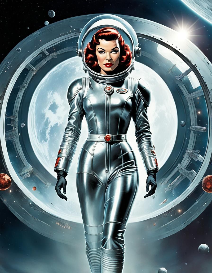 Retro Space Girl in Dave Stevens Style