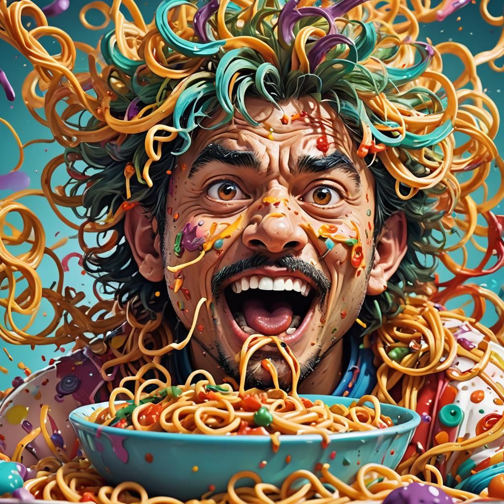 Bebop's Spaghetti O's: Vibrant Digital Art