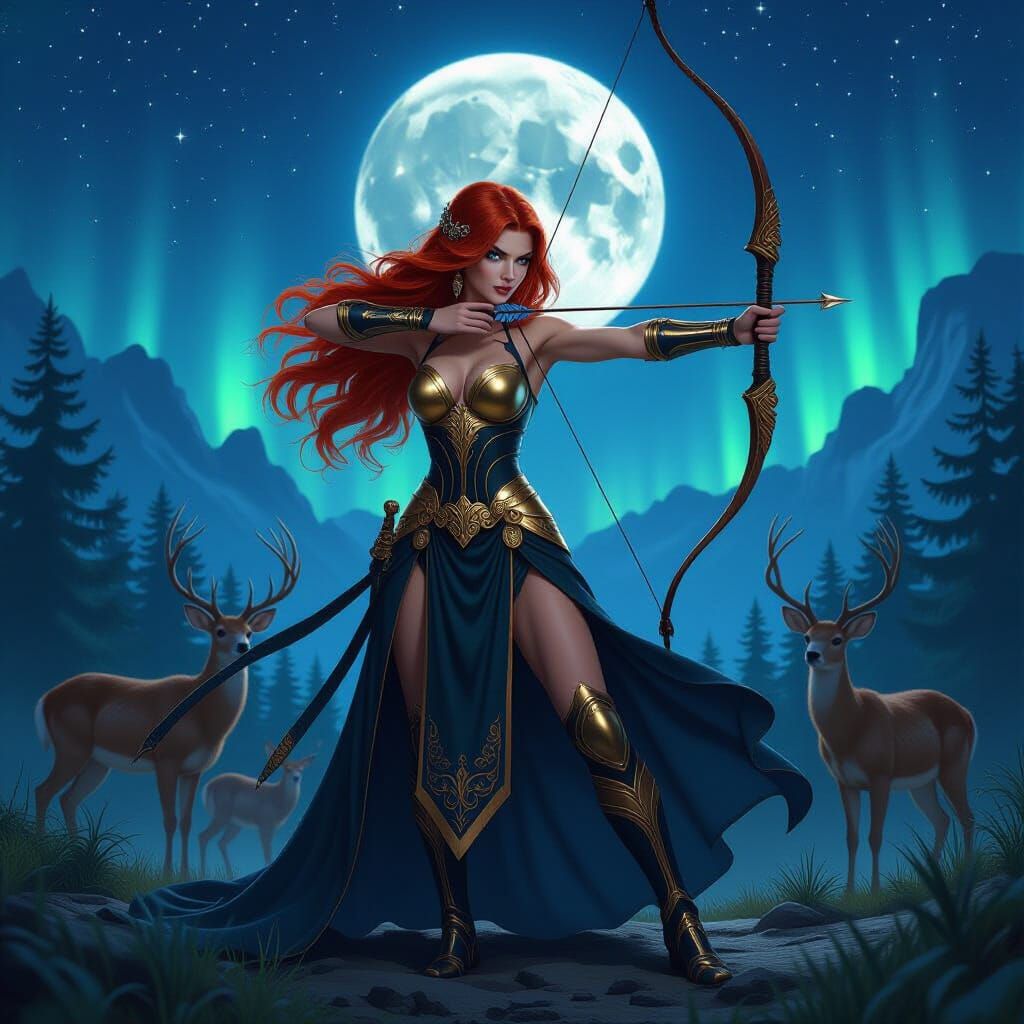 Artemis, Goddess of the Hunt, on Mount Olympus
