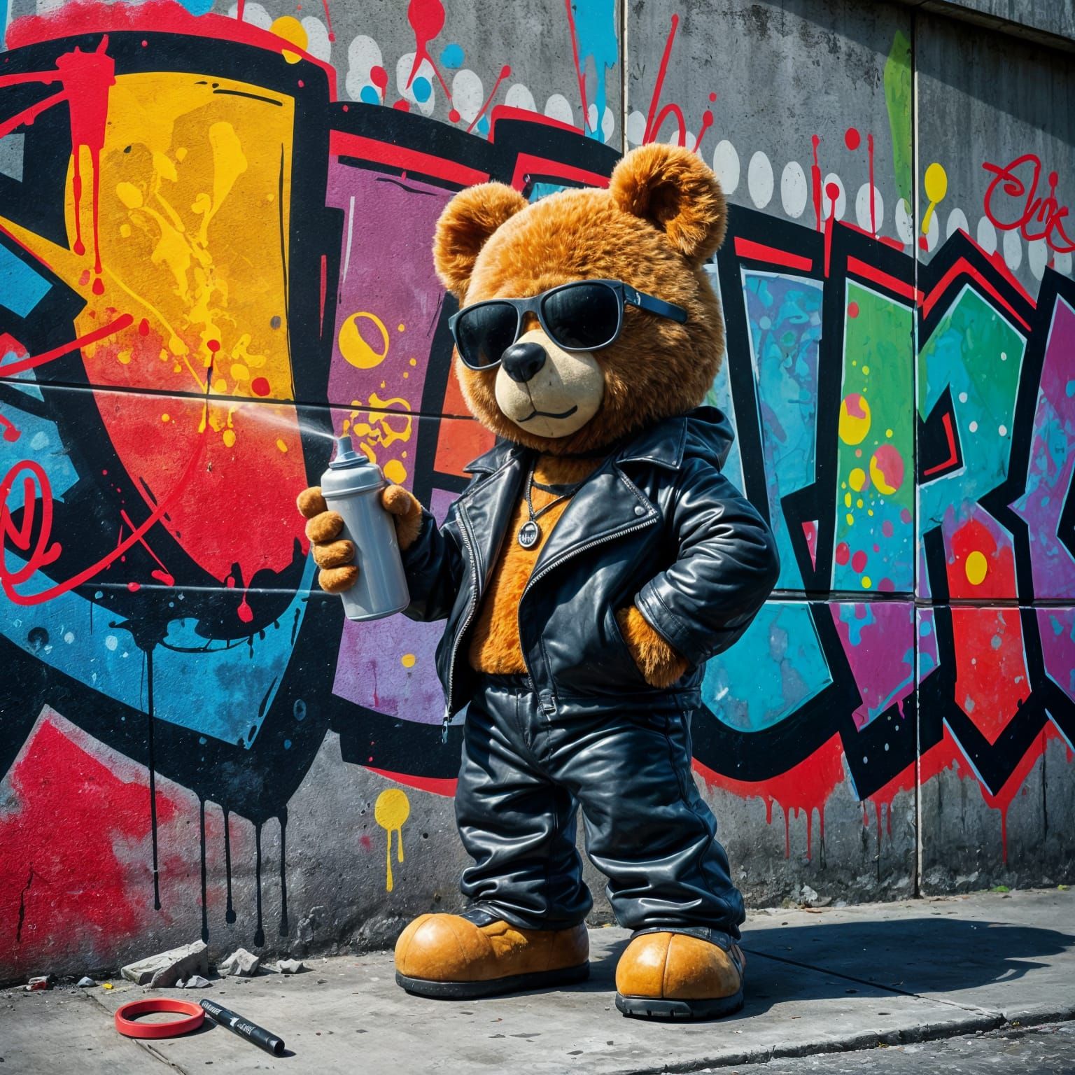 Teddy Bear Creates Graffiti Street Art
