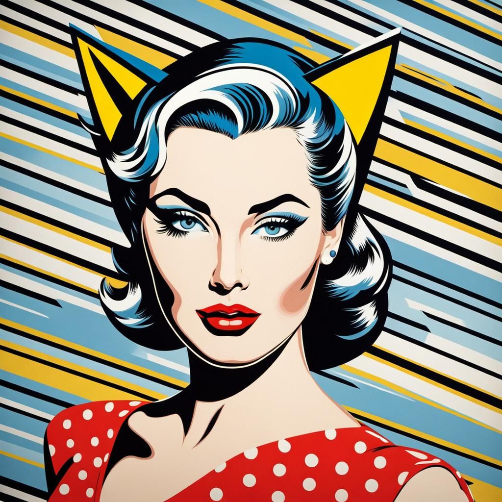 Pop Art Retro Cat Woman 02