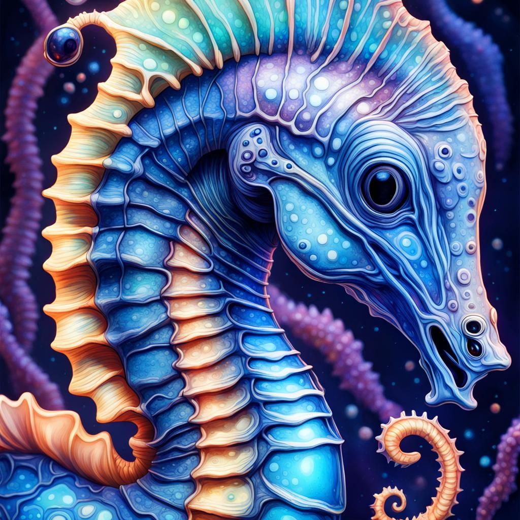 Astral Alien Asari Seahorse Illustration
