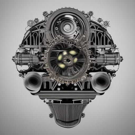 Psychedelic Steampunk Engine Visual Illusion