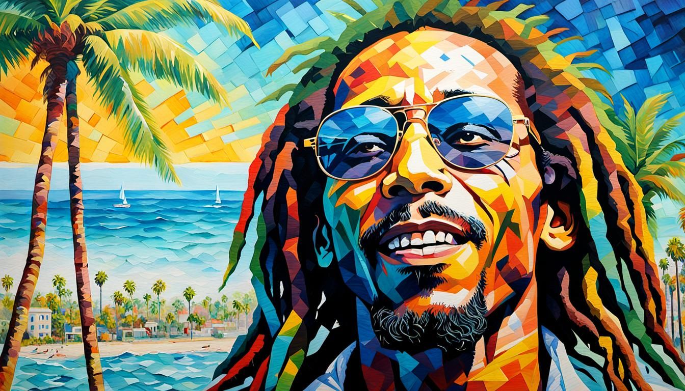 Bob Marley Pop Art Watercolor Portrait