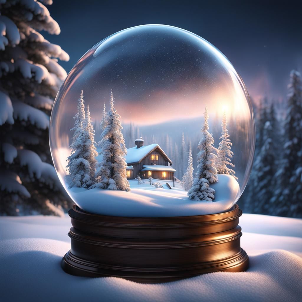 Lapland Winter Scene Inside Snow Globe