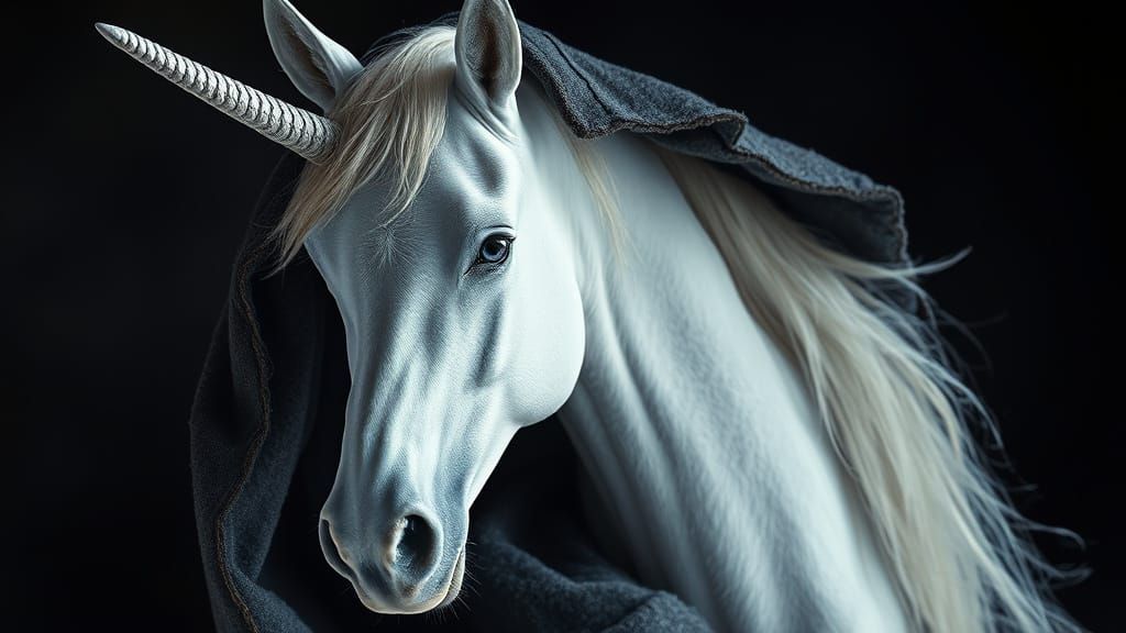 Ethereal Unicorn in Dramatic Cloak