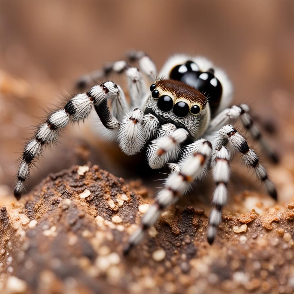 Brown and white jumping spider