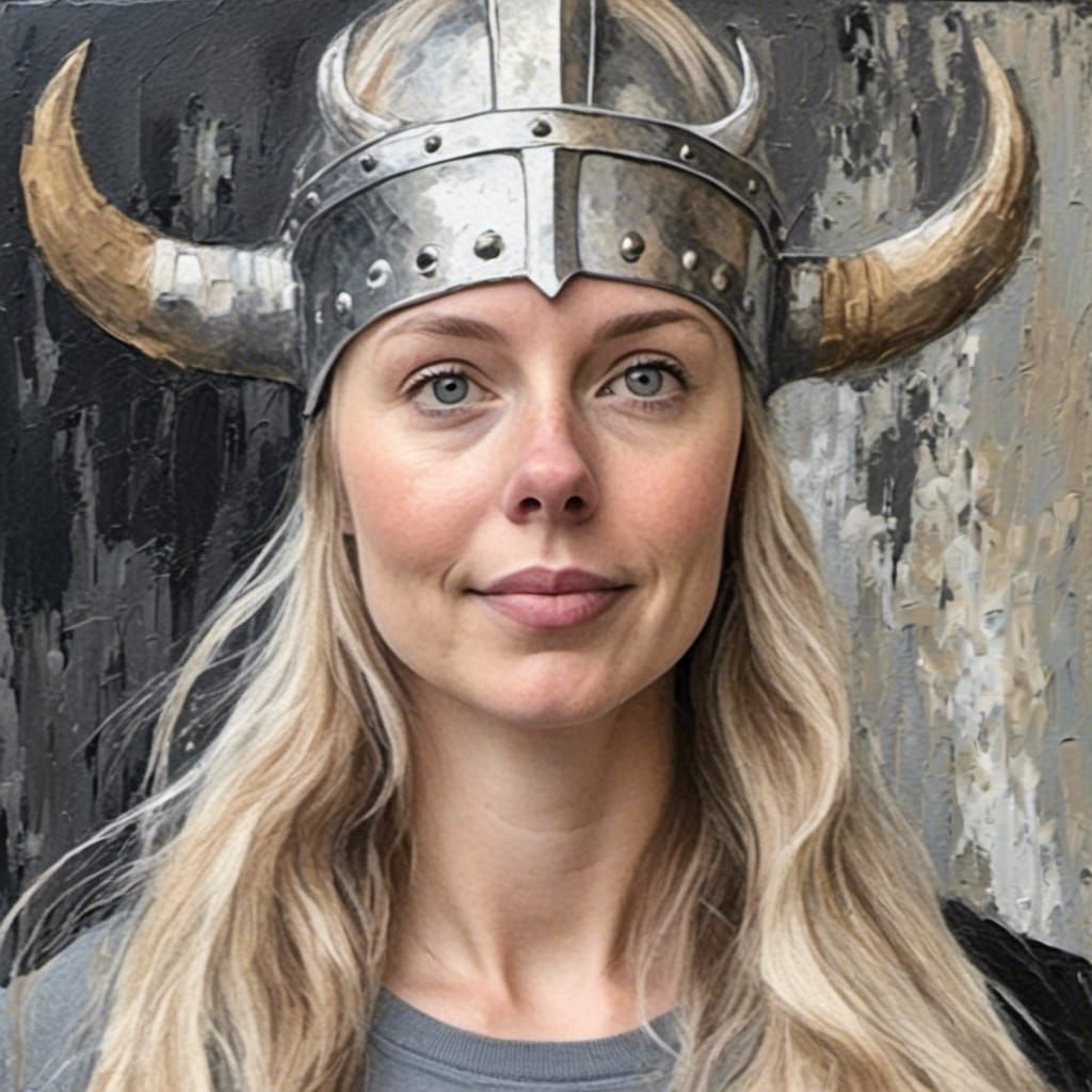 Viking Queen Transwoman in Fluid Brushwork Style