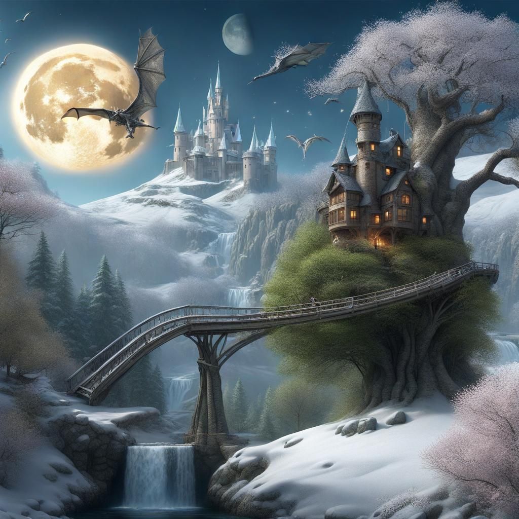 Winter to Spring Landscape with Dragons