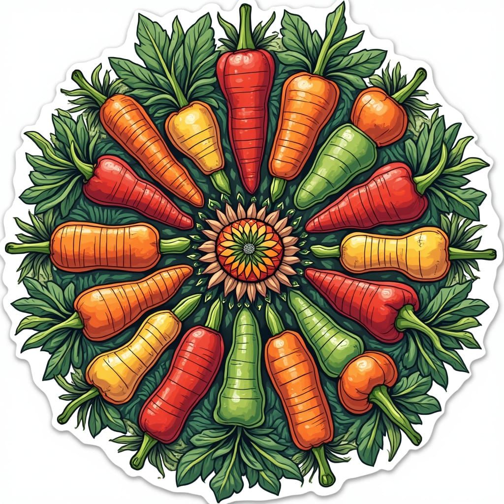 Vibrant Vegetable Mandalas for Coloring