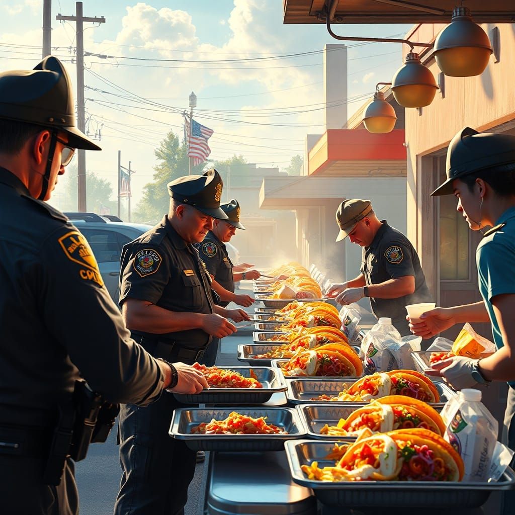 Volunteers Serve Tacos to Law Enforcement in Vibrant Digital...
