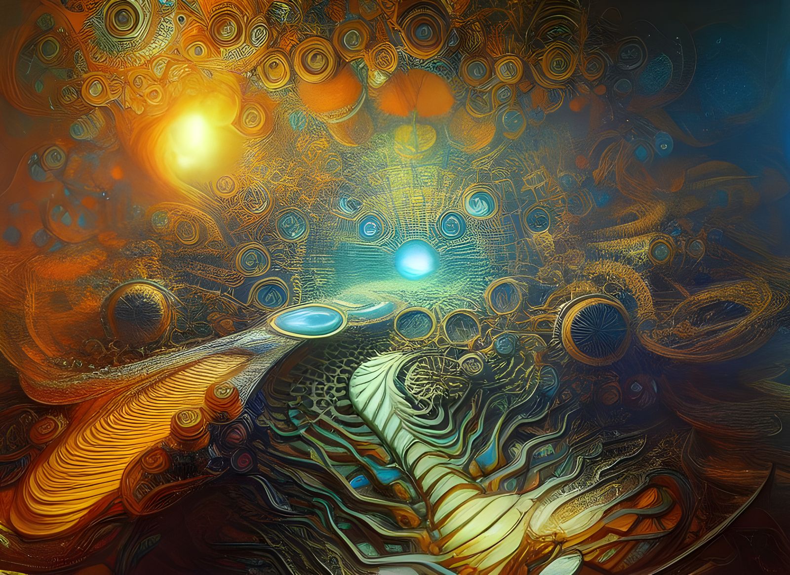 Psychedelic Fractal Mycelium Network in Digital Art