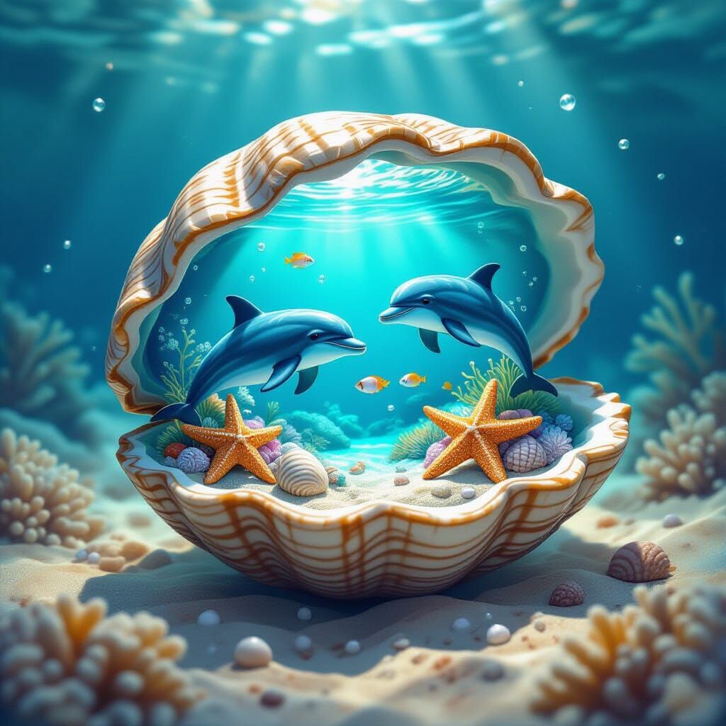 Miniature Ocean Inside a Clam Shell