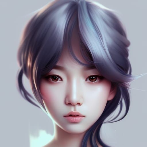 Kpop Girl Portrait with Exaggerated Wink in 3D