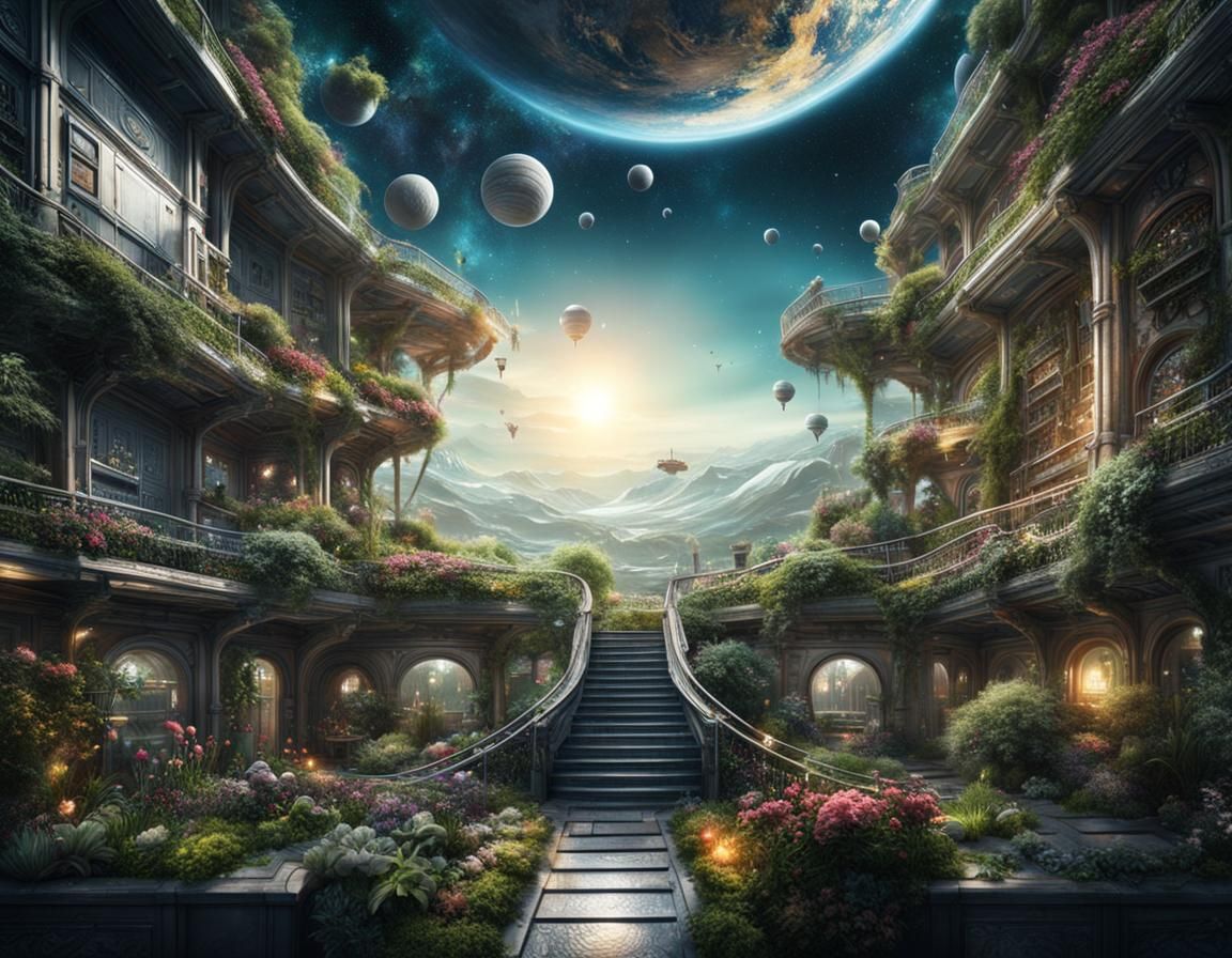 Orbital Platform Atrium Garden in Space