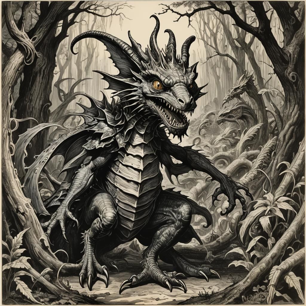 The Jabberwocky Battle in Intricate Detail