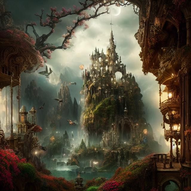 Epic Cinematic Wonderland: Detailed Digital Matte Painting