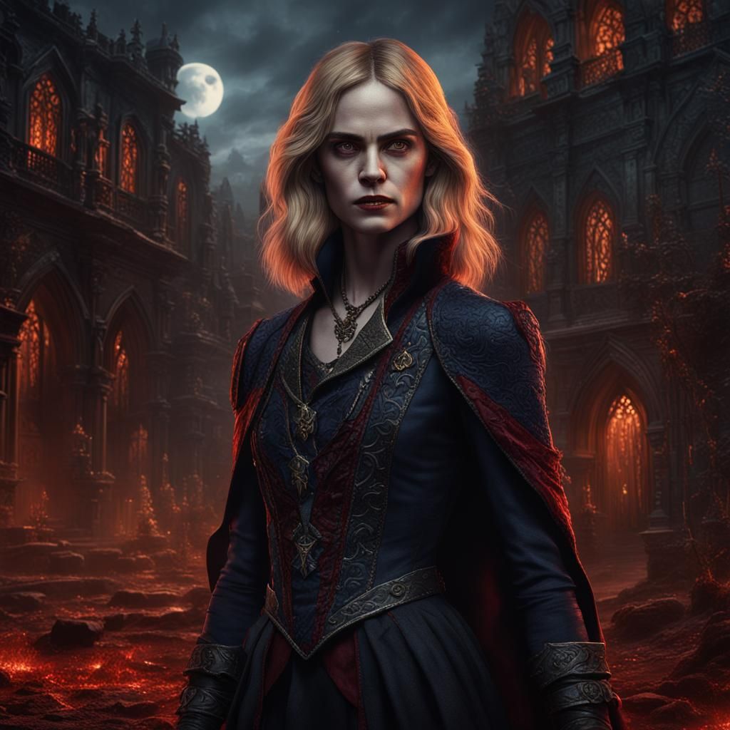 Detailed Matte Painting of a Female Vampire