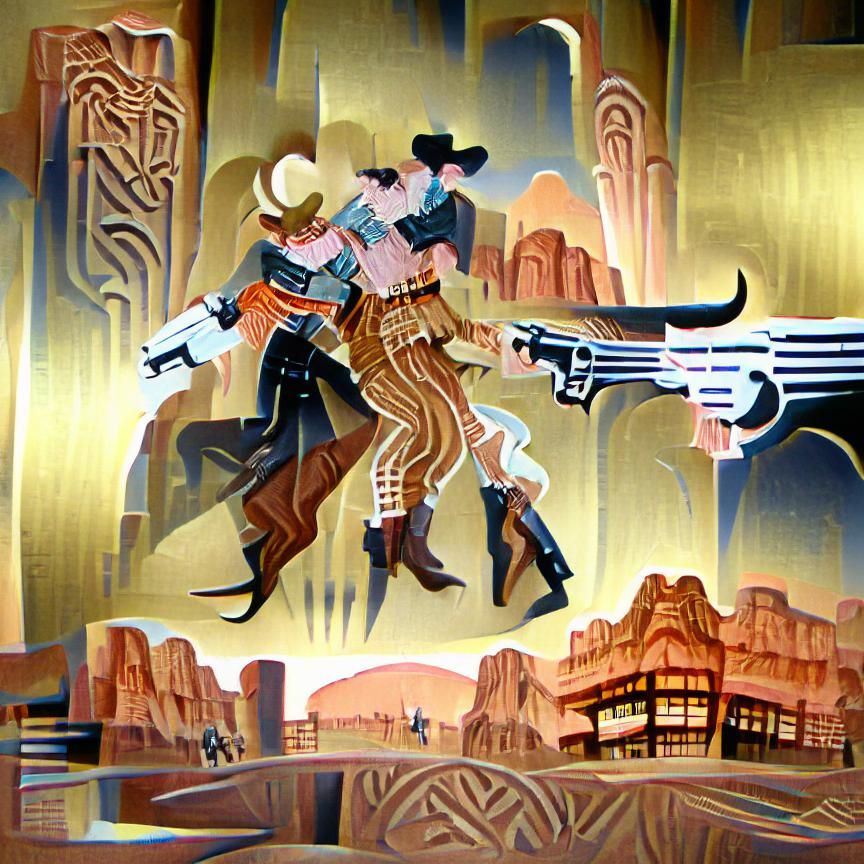 Art Deco Western Scene