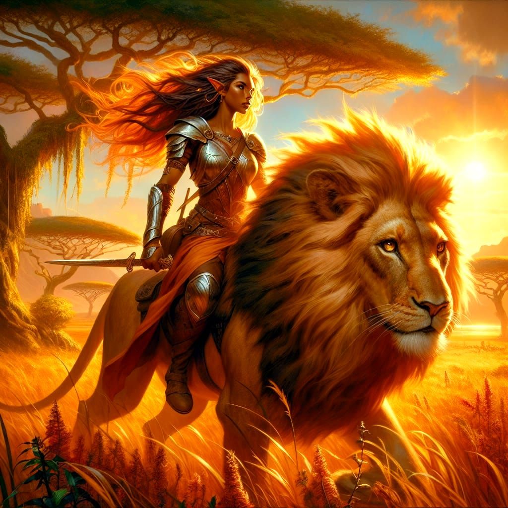 Elven Lion Rider