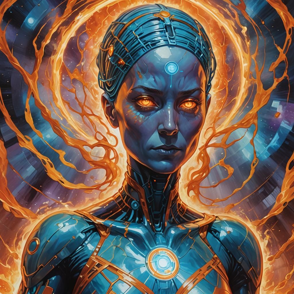 Female Dr. Manhattan Concept Art in Unreal Engine 5