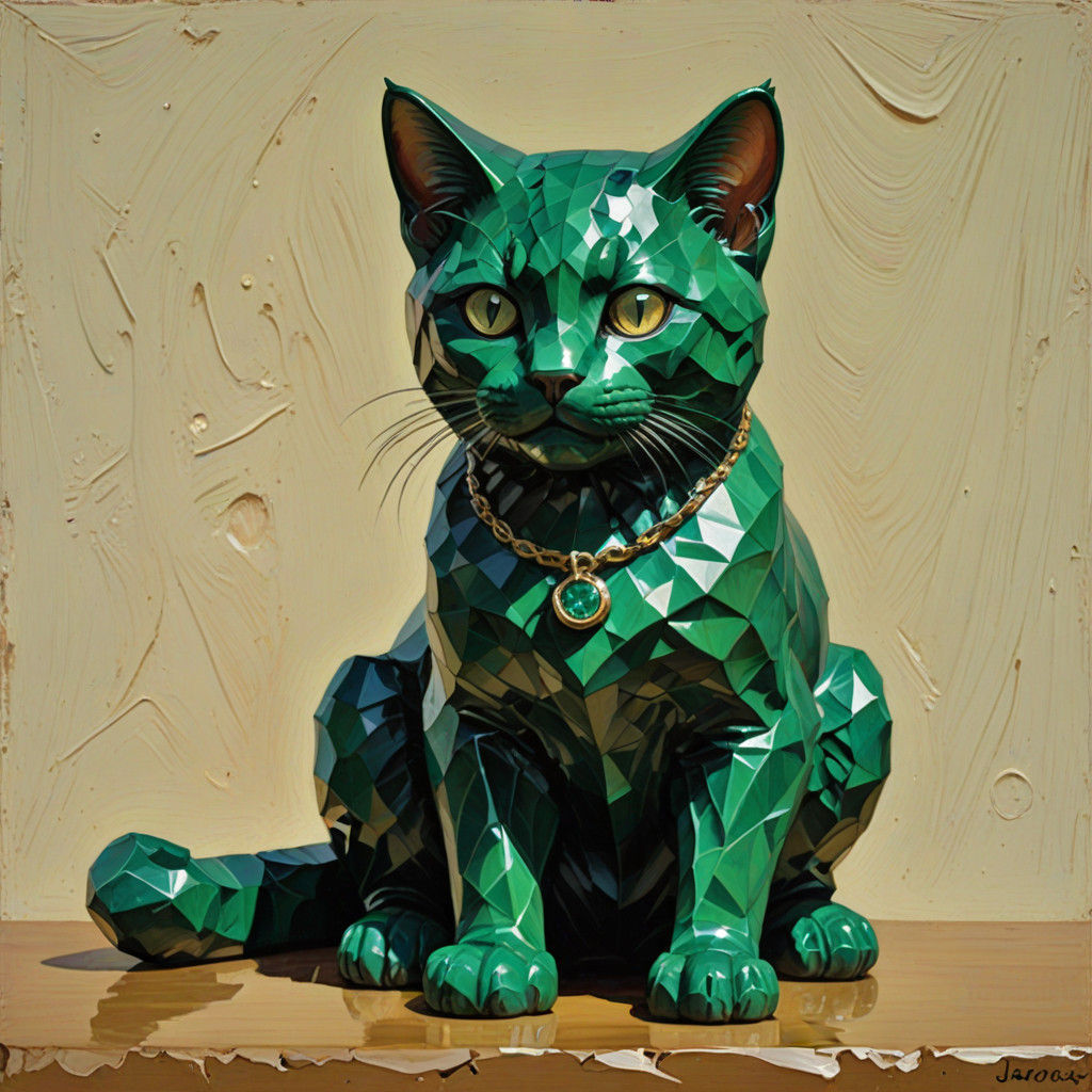 Emerald cat figurine
