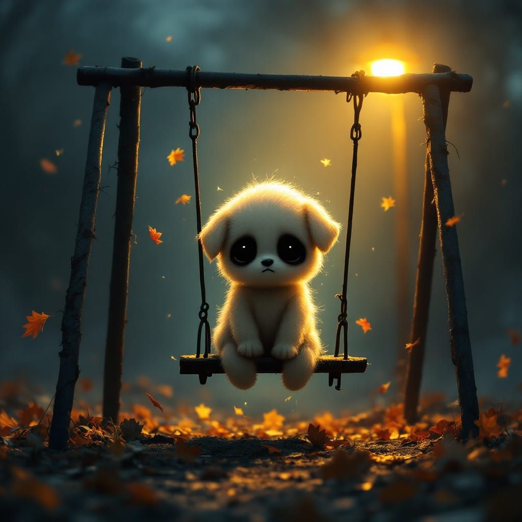 Whimsical Chibi Ghost Puppy Seeks Companionship on Abandoned...