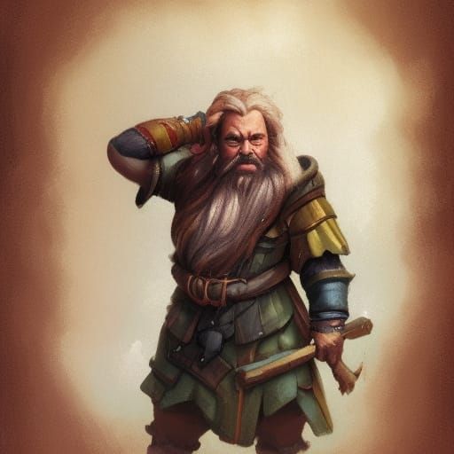 Hyperdetailed Dwarf Portrait in Triadic Colors