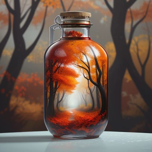 Autumn Park Oasis in a Glass Bottle