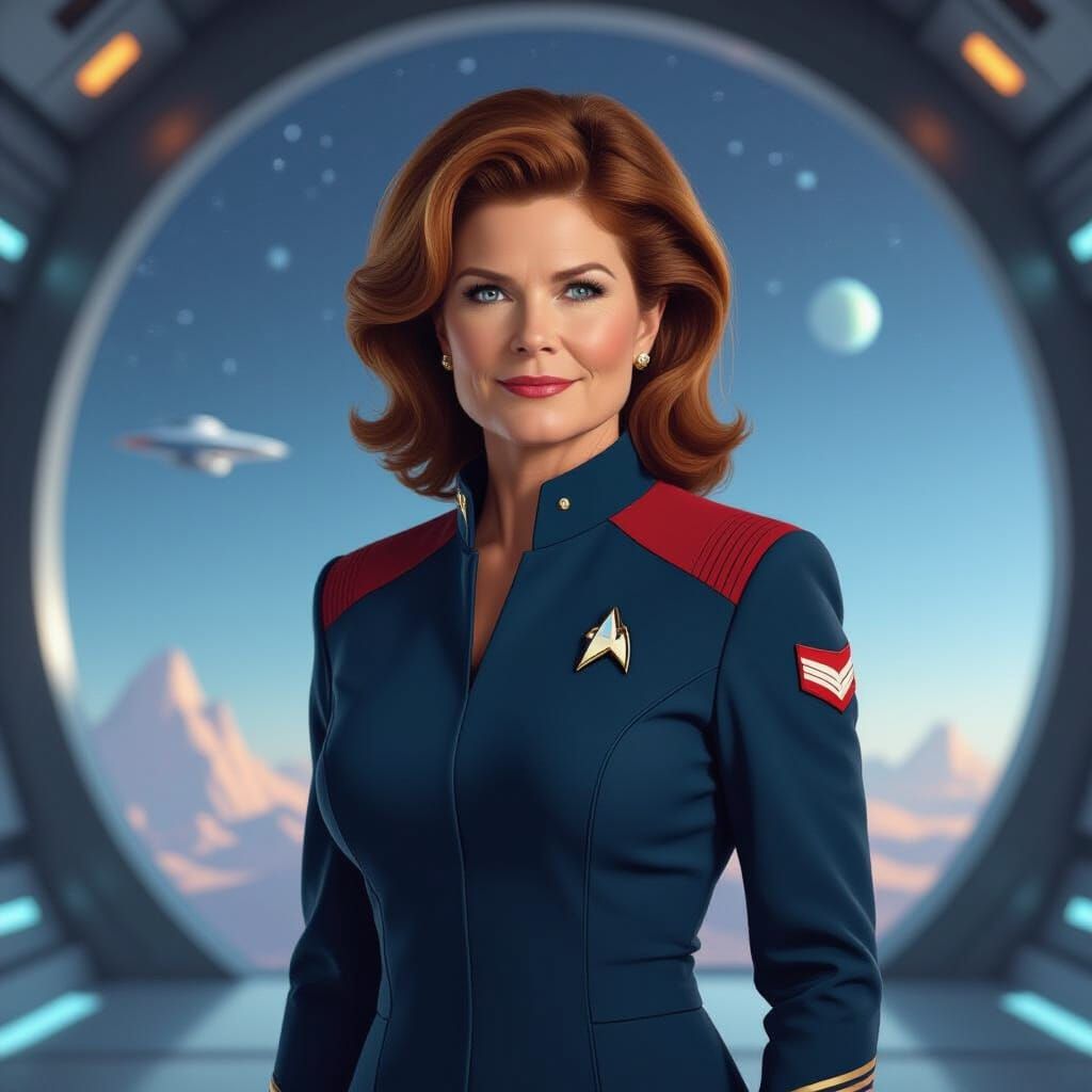 Captain Janeway in Starfleet Uniform in Sci-Fi Style