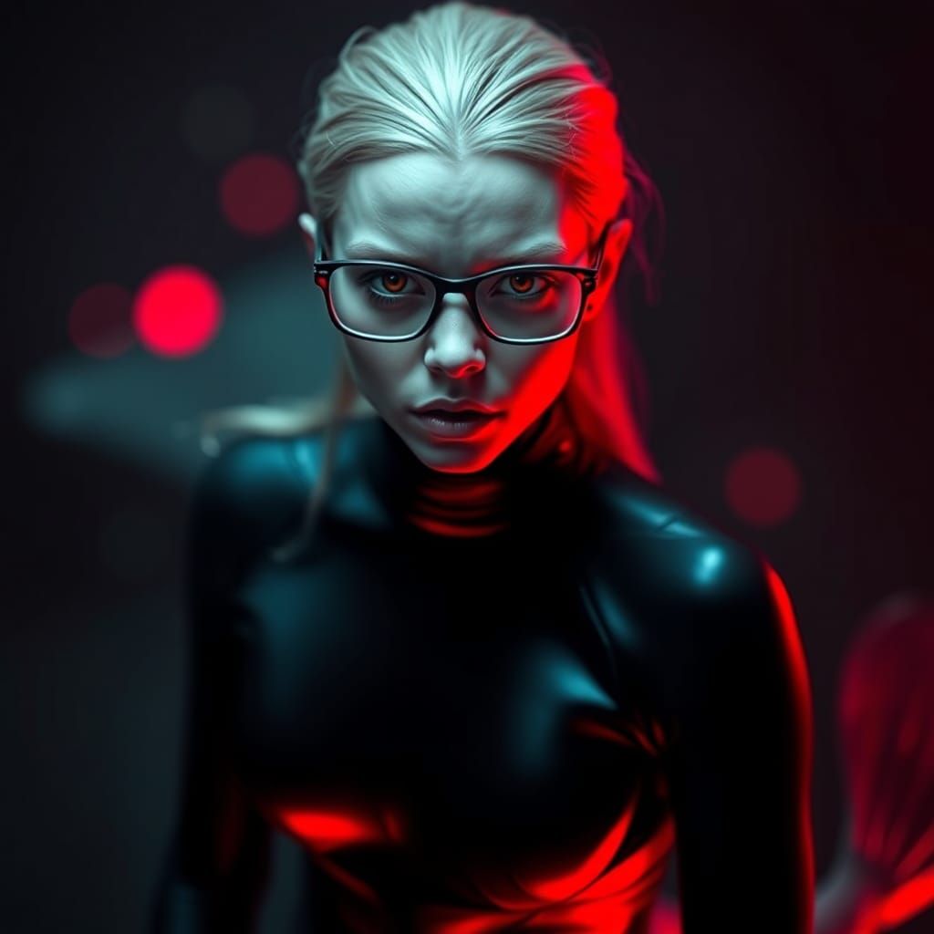 Eerie Mermaid in Black Wetsuit Portrait