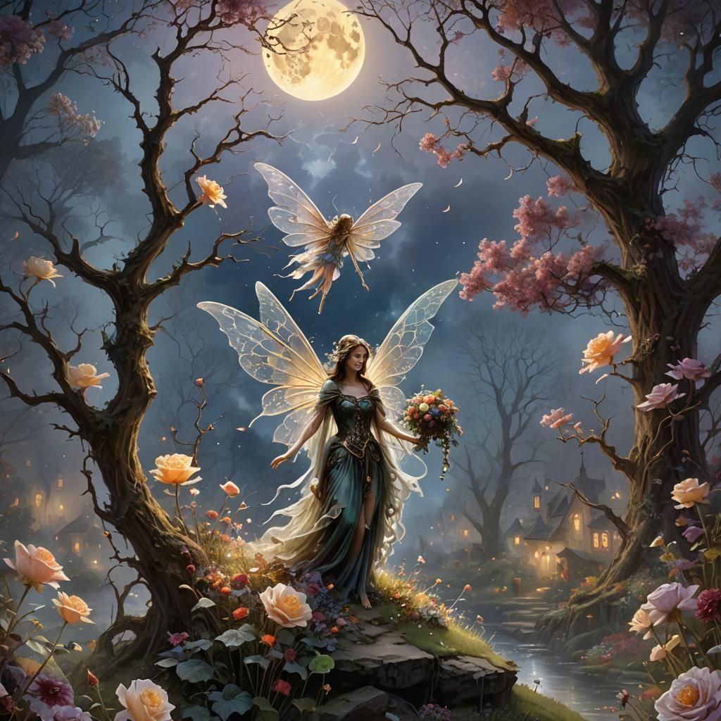 Death Fairy Taking Life During Lunar Eclipse