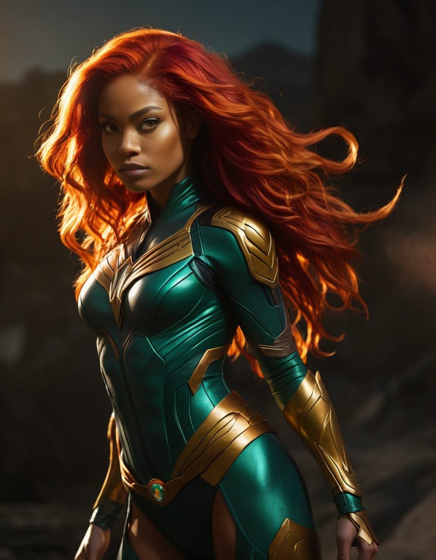 Starfire as Alien Princess in Comic Book Style