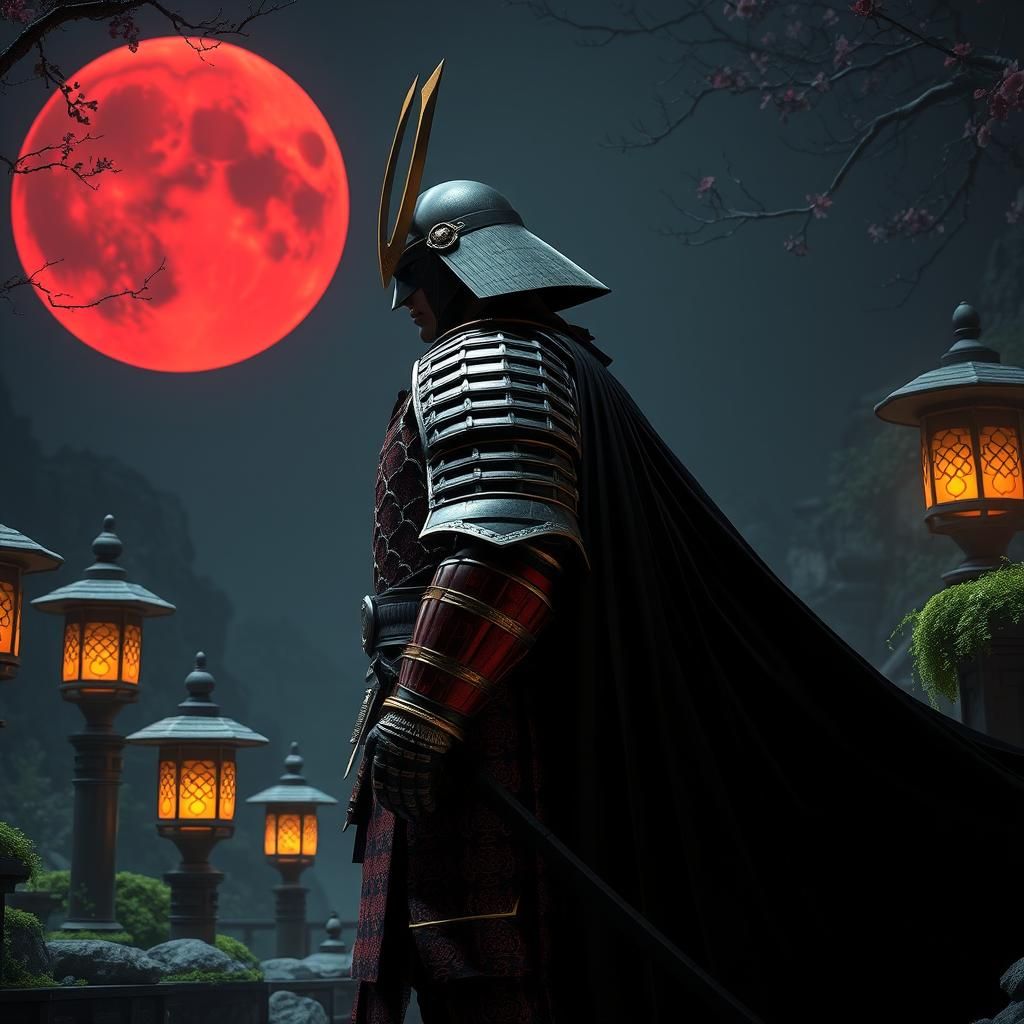 Samurai Warrior and Dark Knight in Mystical Realm