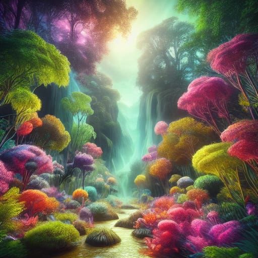 Ethereal Garden Concept Art with Luminescent Plants