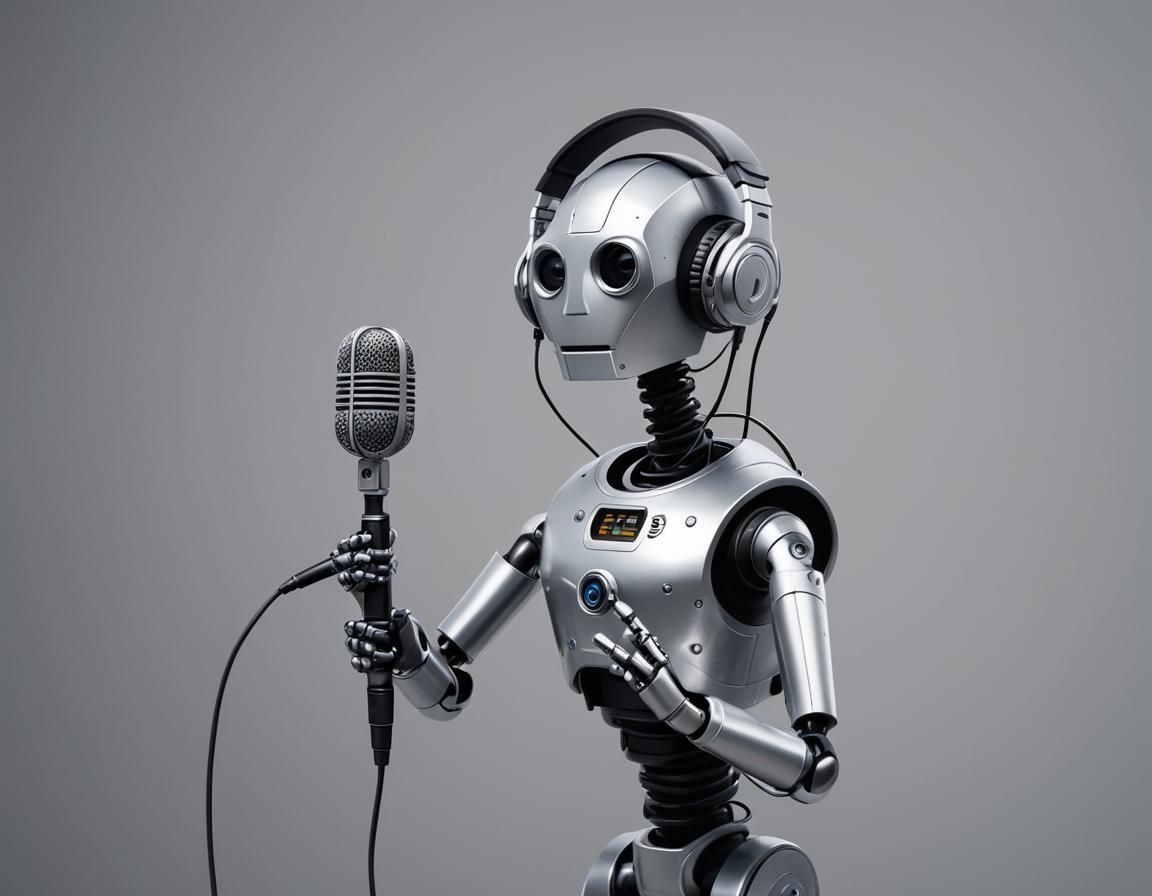 Robot Stand-Up Comedian in 2D Animation Style