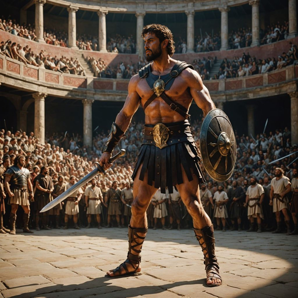 Gladiator in Arena, Inspired by Baroque Masters