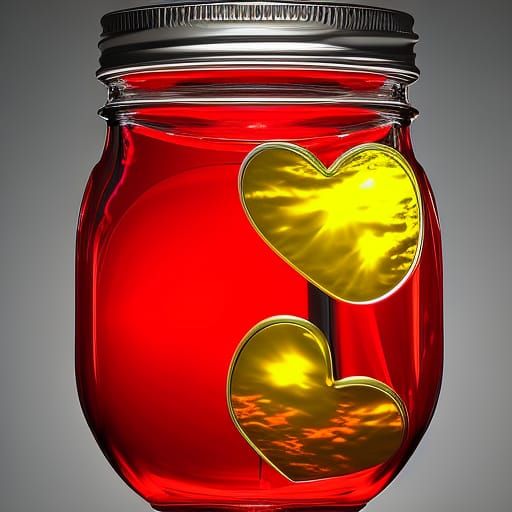 Bloody Heart in Mason Jar: Hyperrealistic Abstract Art