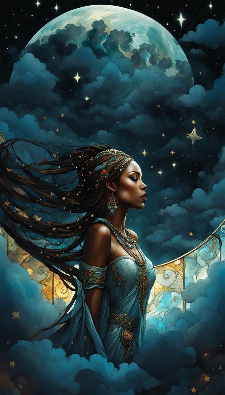 Stained Glass Beauty under Moonlit Ascension