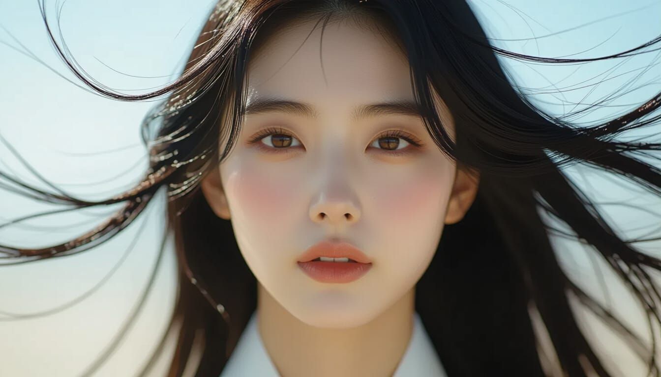 Macro Close-Up of Korean Woman in Hyperrealistic Style